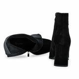 Botine dama elegante Anna Viotti piele intoarsa D106-25423-F3568 negre