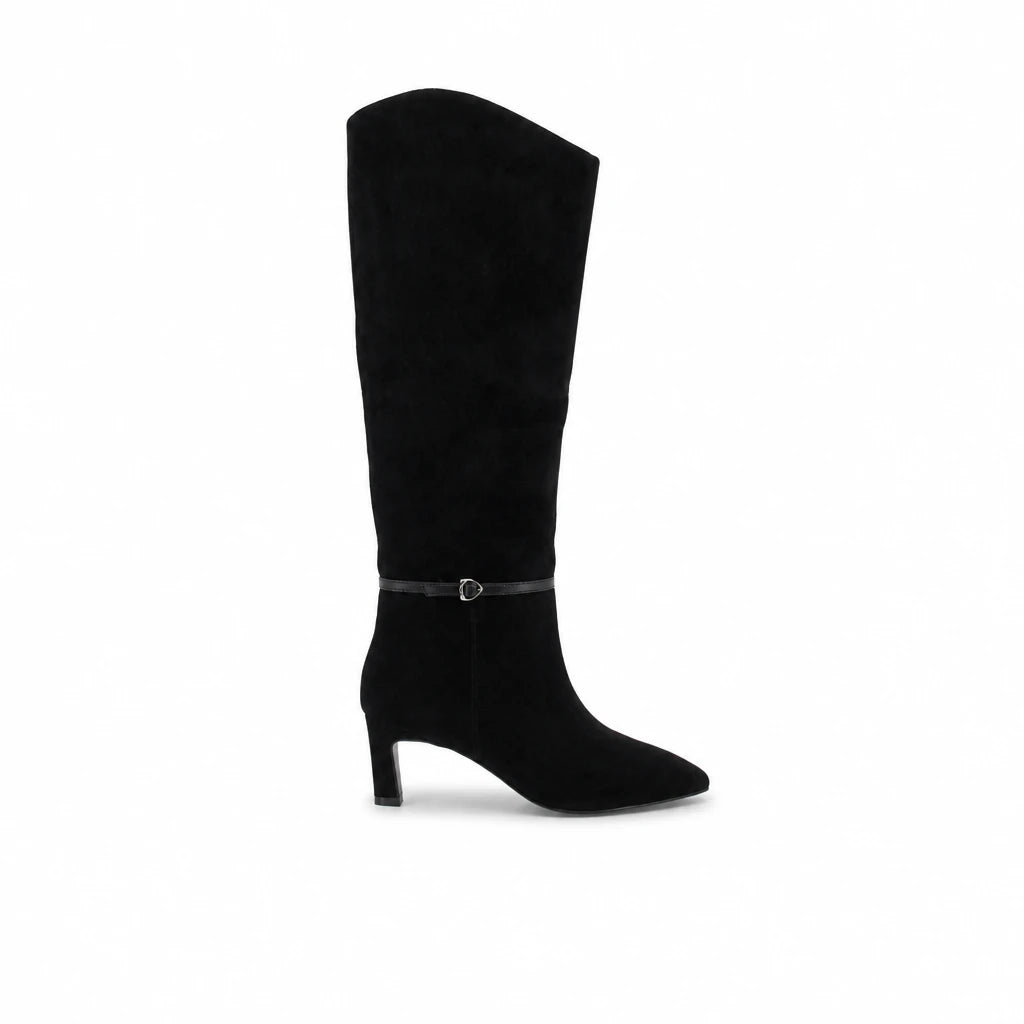 Cizme dama elegante Anna Viotti piele intoarsa  D106-AD893-L542 negre