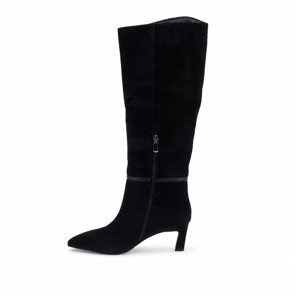 Cizme dama elegante Anna Viotti piele intoarsa  D106-AD893-L542 negre