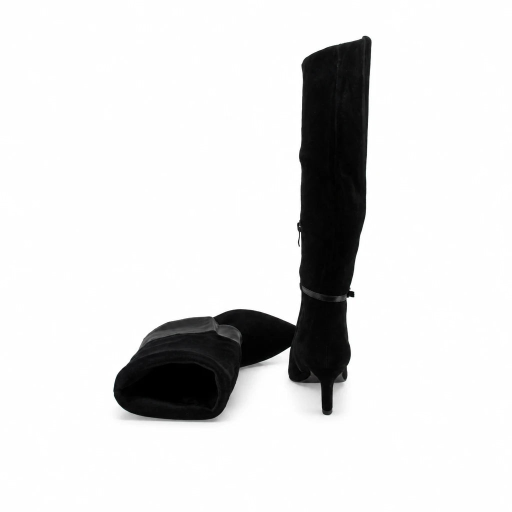 Cizme dama elegante Anna Viotti piele intoarsa  D106-AD893-L542 negre