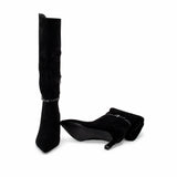 Cizme dama elegante Anna Viotti piele intoarsa  D106-AD893-L542 negre