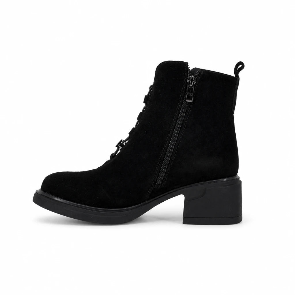 Ghete dama ecasual Anna Viotti piele intoarsa D106-F11239-A602 negre