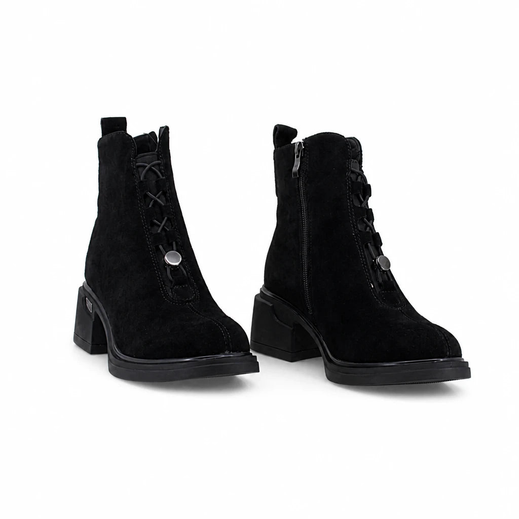 Ghete dama ecasual Anna Viotti piele intoarsa D106-F11239-A602 negre