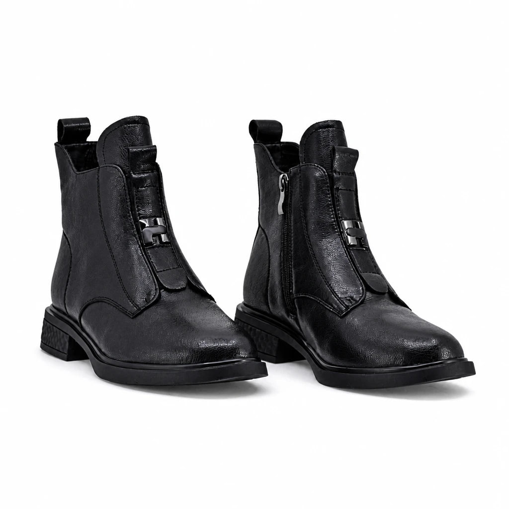 Ghete dama casual Anna Viotti piele naturala D106-F11851-T6152-1 negre