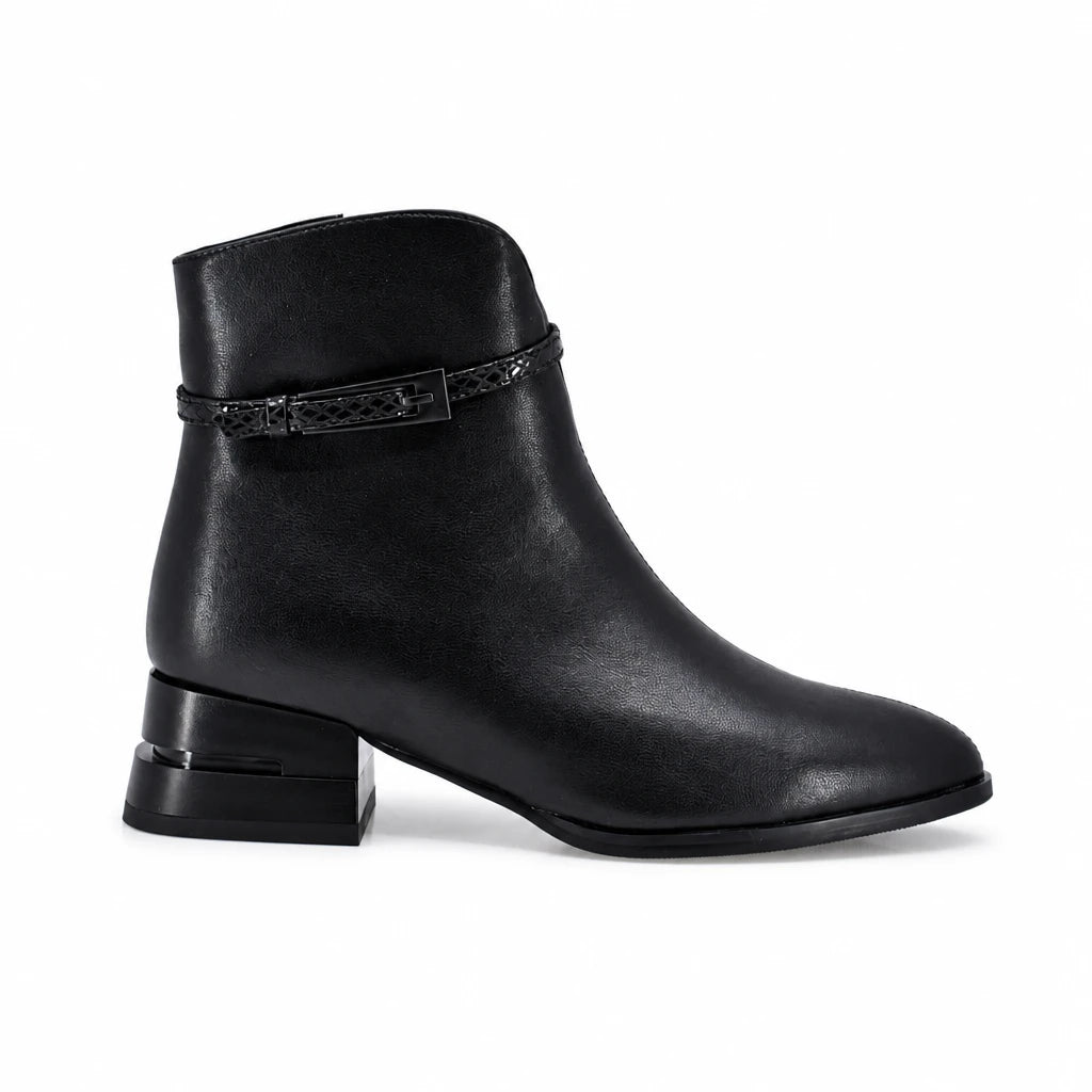 Botine dama elegante Anna Viotti piele naturala D106-F12112-A1210 negre