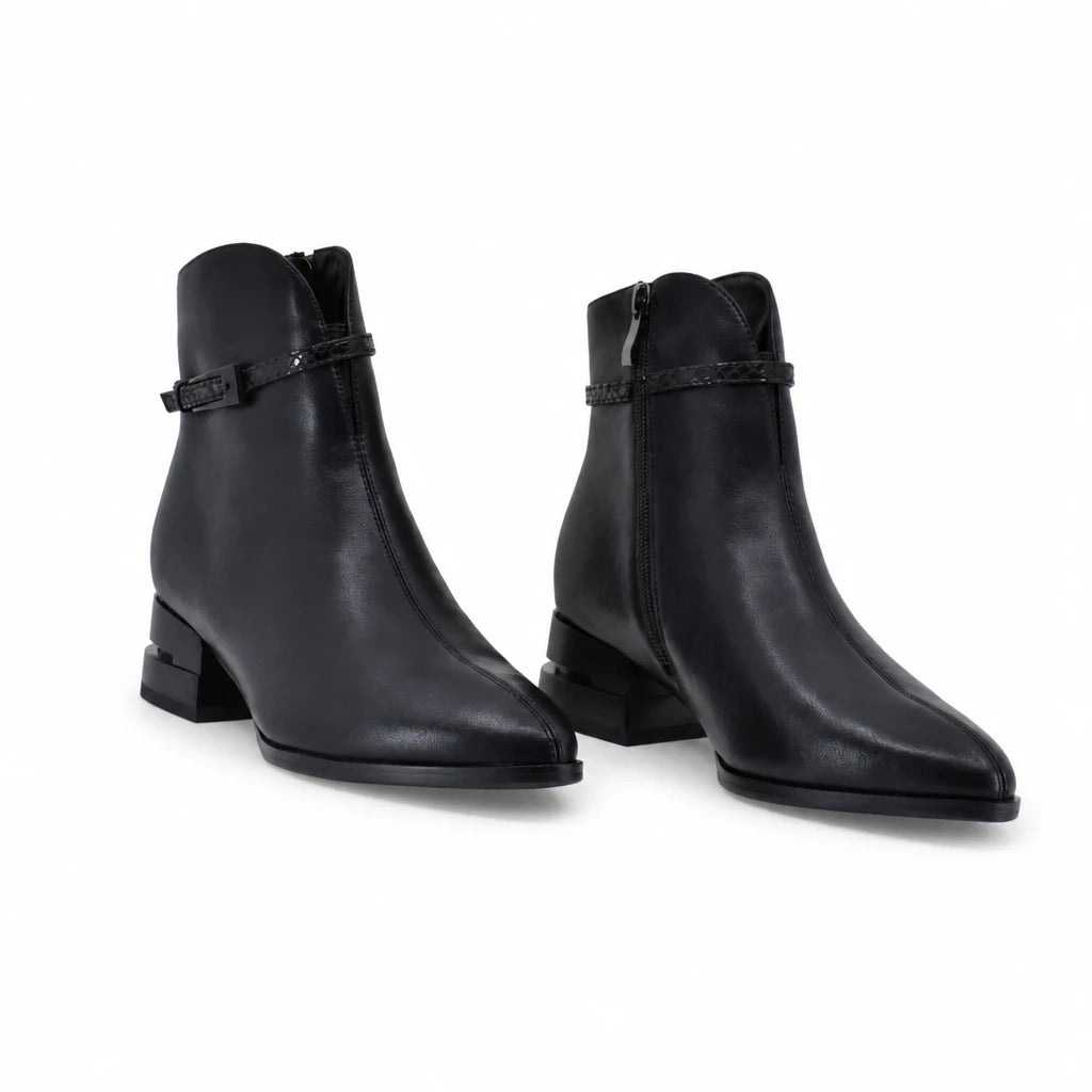 Botine dama elegante Anna Viotti piele naturala D106-F12112-A1210 negre