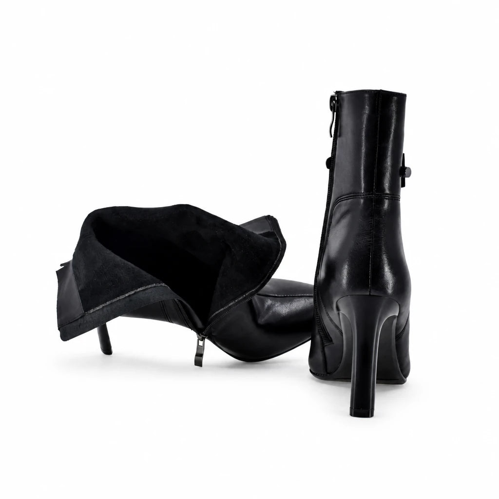Botine dama elegante Anna Viotti piele naturala D106-HW059-X347 negre