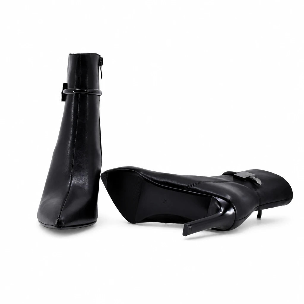 Botine dama elegante Anna Viotti piele naturala D106-HW059-X347 negre