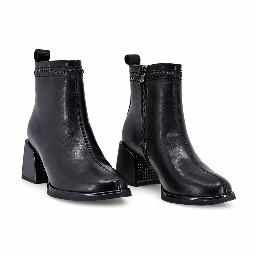 Botine dama elegante Anna Viotti piele naturala D106-M1593-Q1370-1 negre