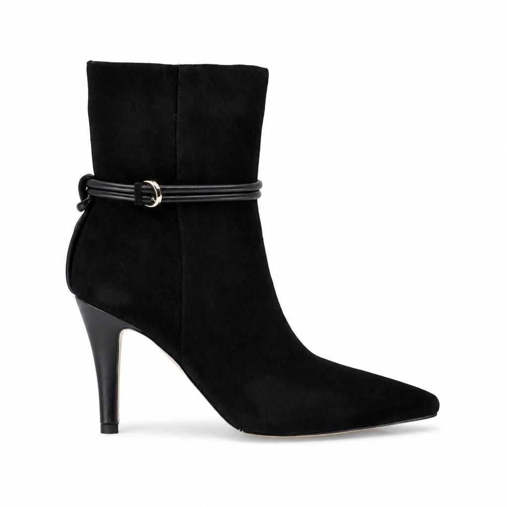 Botine dama elegante Anna Viotti piele intoarsa D106-Y10-X13 negre