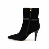 Botine dama elegante Anna Viotti piele intoarsa D106-Y10-X13 negre