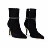 Botine dama elegante Anna Viotti piele intoarsa D106-Y10-X13 negre