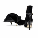 Botine dama elegante Anna Viotti piele intoarsa D106-Y10-X13 negre