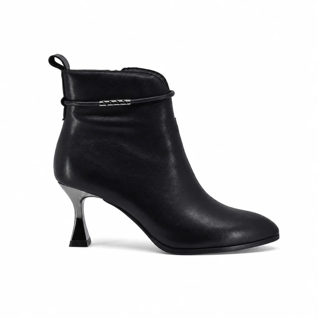Botine dama elegante Anna Viotti piele naturala D106-8H256-RH1808V-HA negre