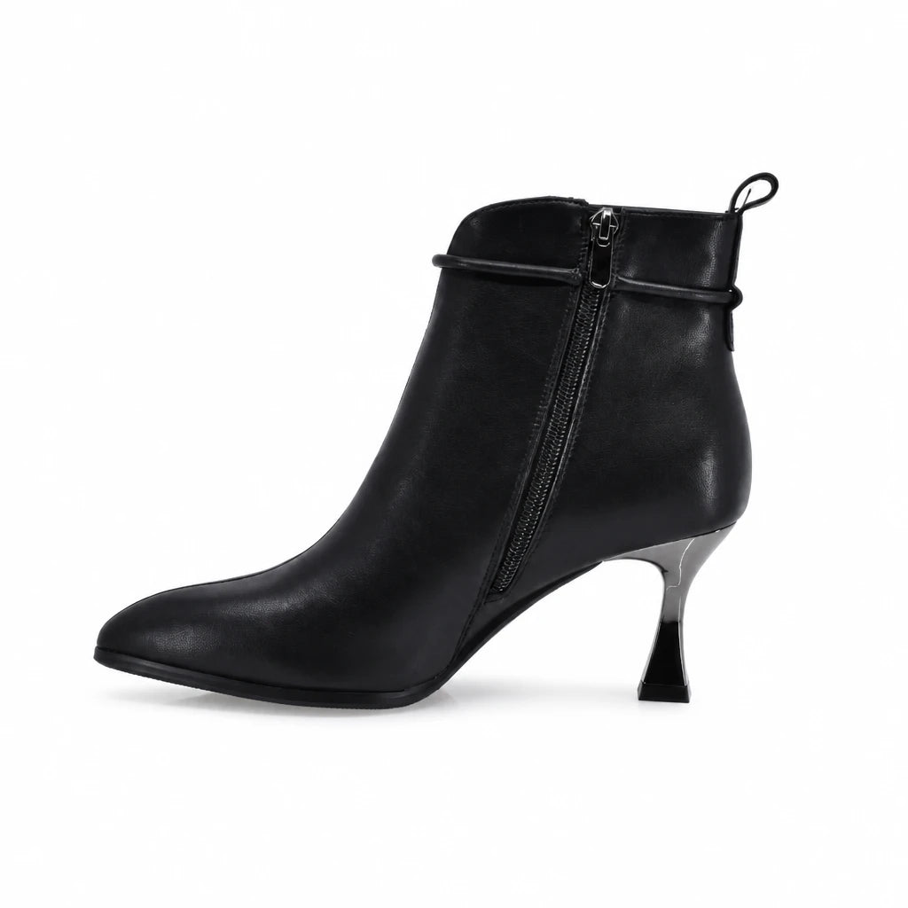 Botine dama elegante Anna Viotti piele naturala D106-8H256-RH1808V-HA negre