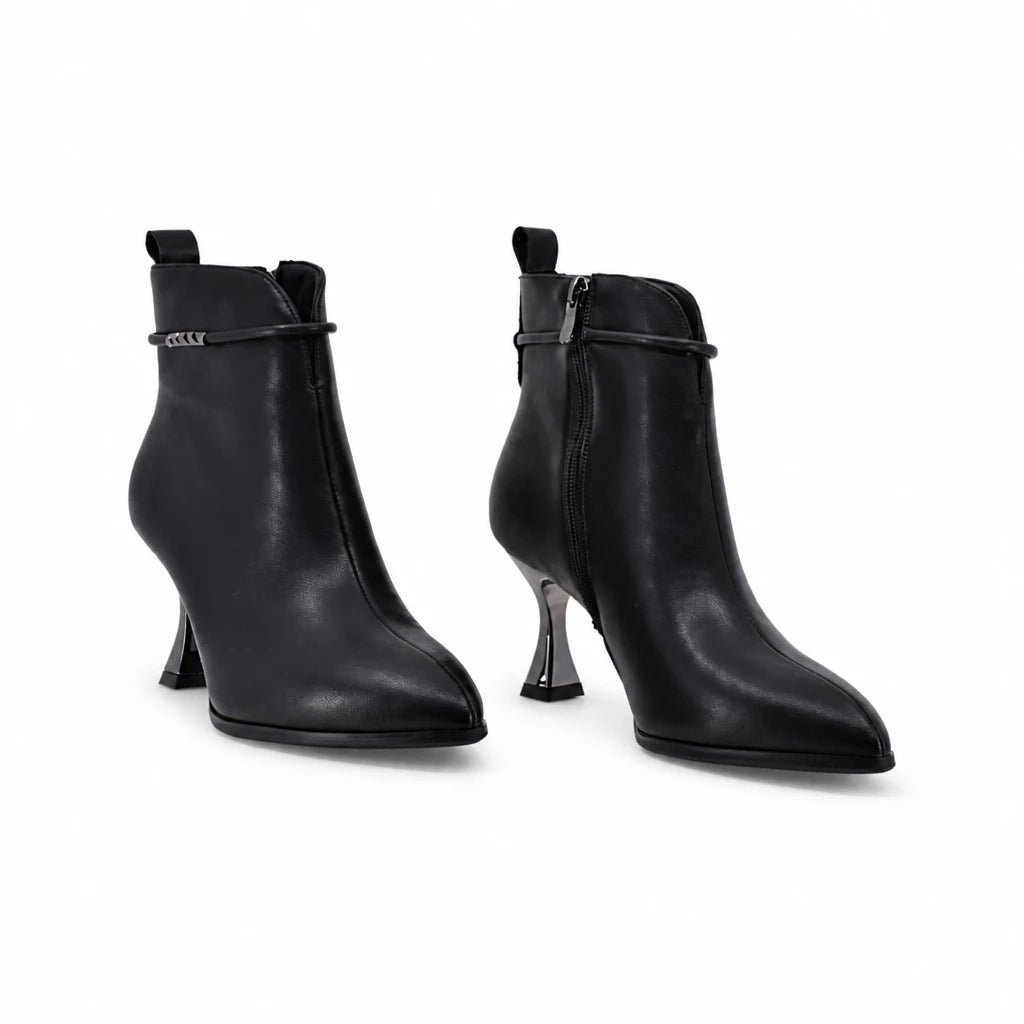 Botine dama elegante Anna Viotti piele naturala D106-8H256-RH1808V-HA negre