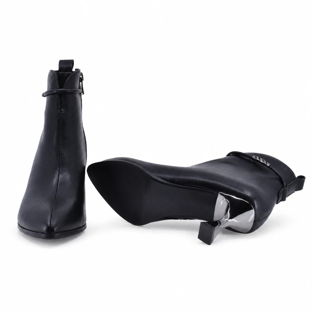 Botine dama elegante Anna Viotti piele naturala D106-8H256-RH1808V-HA negre