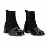 Botine dama elegante Anna Viotti piele intoarsa D106-25526-F3271 negre