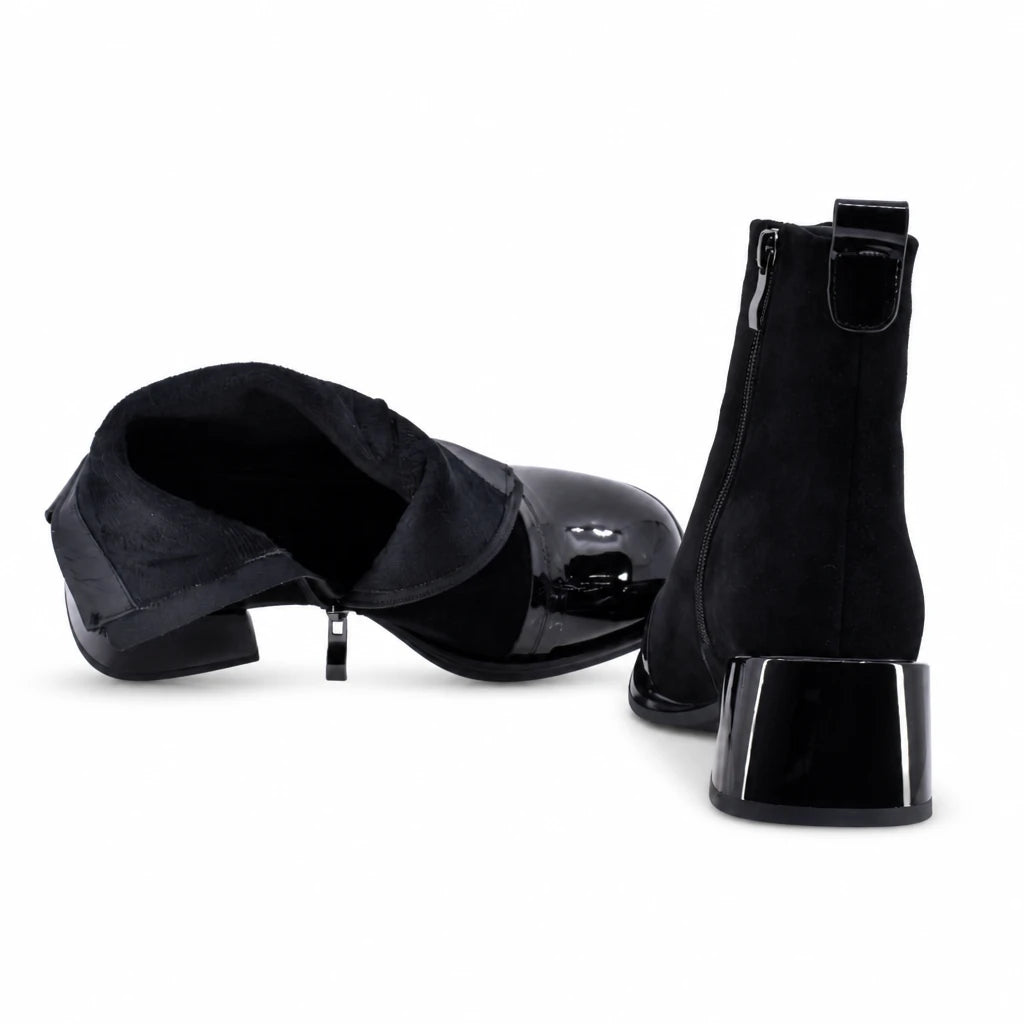 Botine dama elegante Anna Viotti piele intoarsa D106-25526-F3271 negre