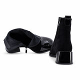 Botine dama elegante Anna Viotti piele intoarsa D106-25526-F3271 negre