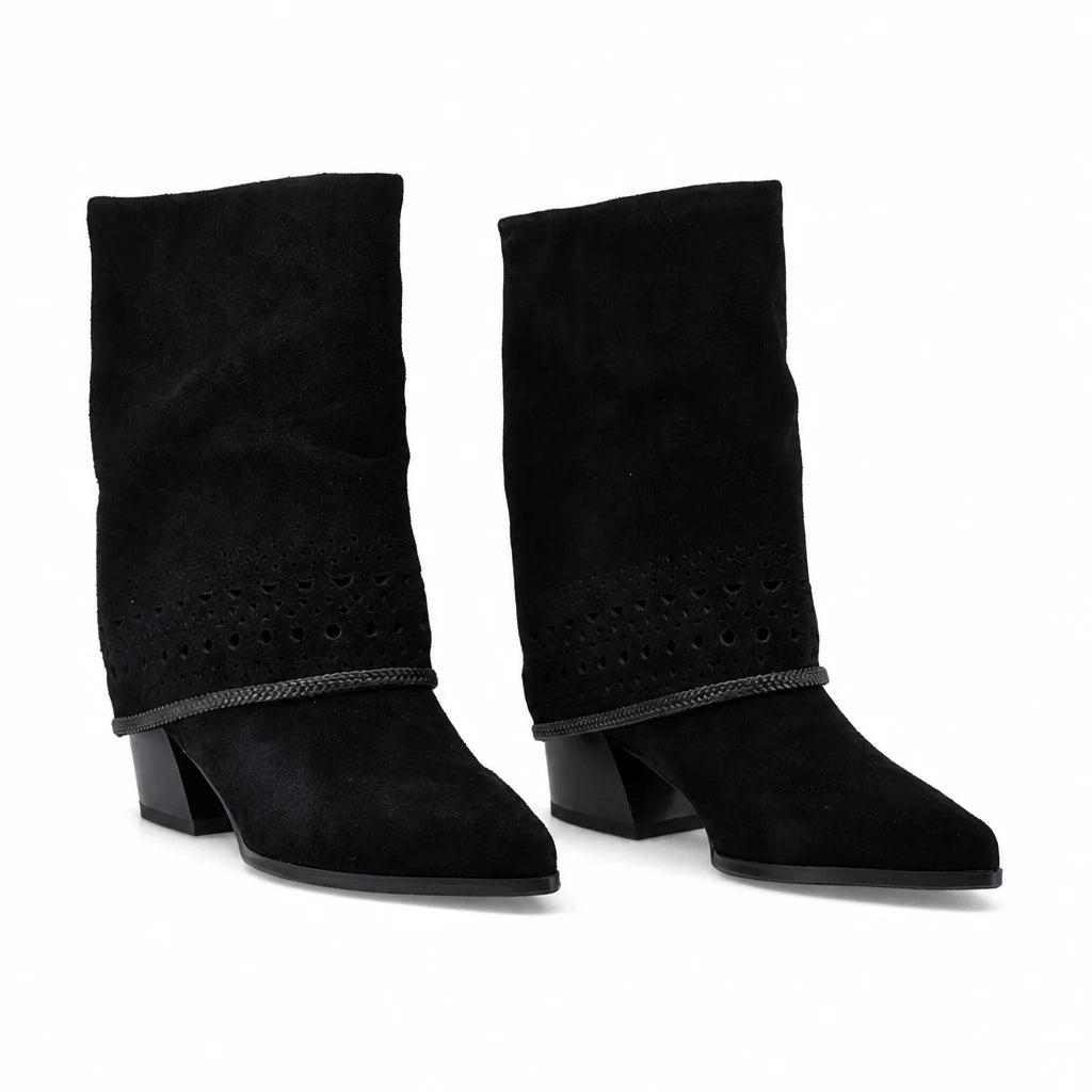Cizme Dama Casual Anna Viotti Piele Intoarsa D105-8071R-F255-N64 negre