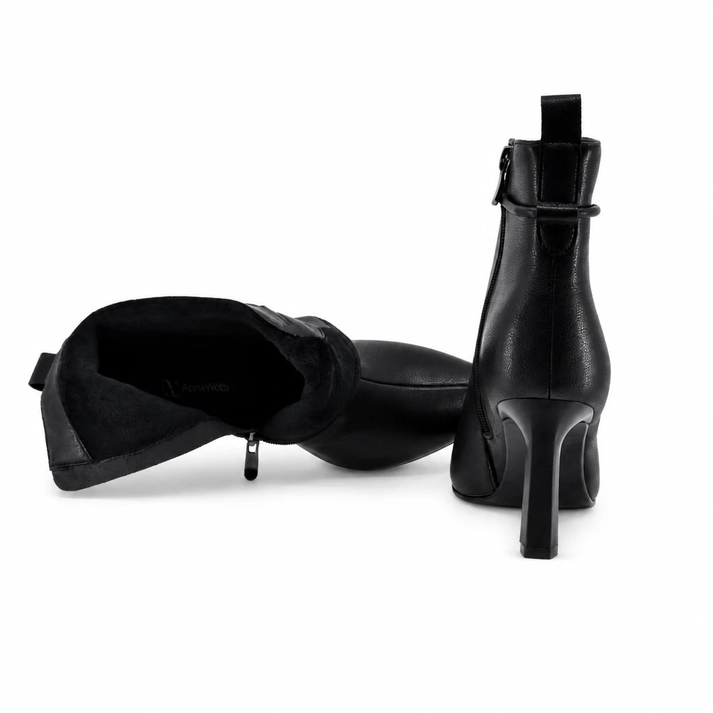 Botine dama elegante Anna Viotti piele naturala D106-7Y77-RH2245V-HA negre