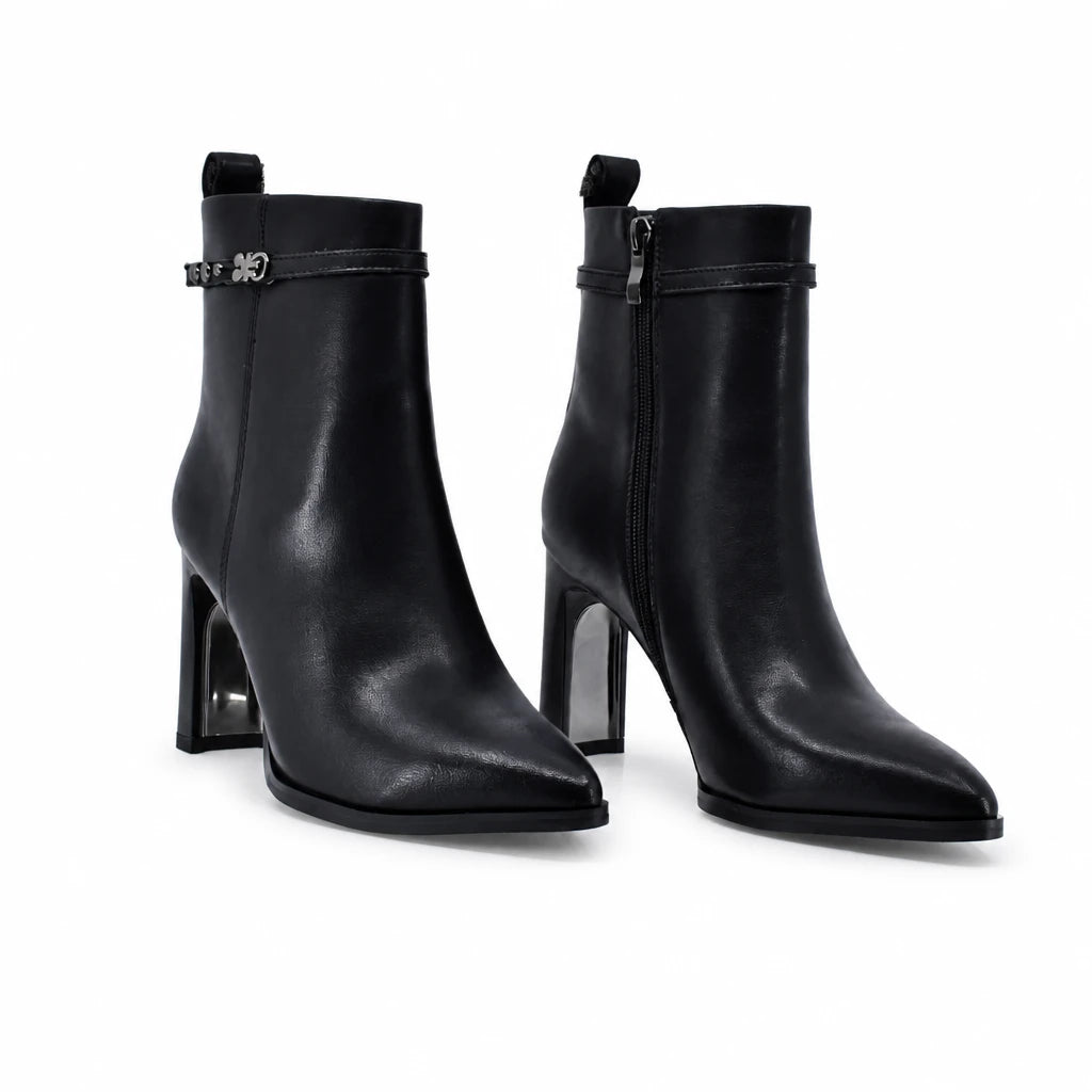 Botine dama elegante Anna Viotti piele naturala D106-HW060-L671R negre