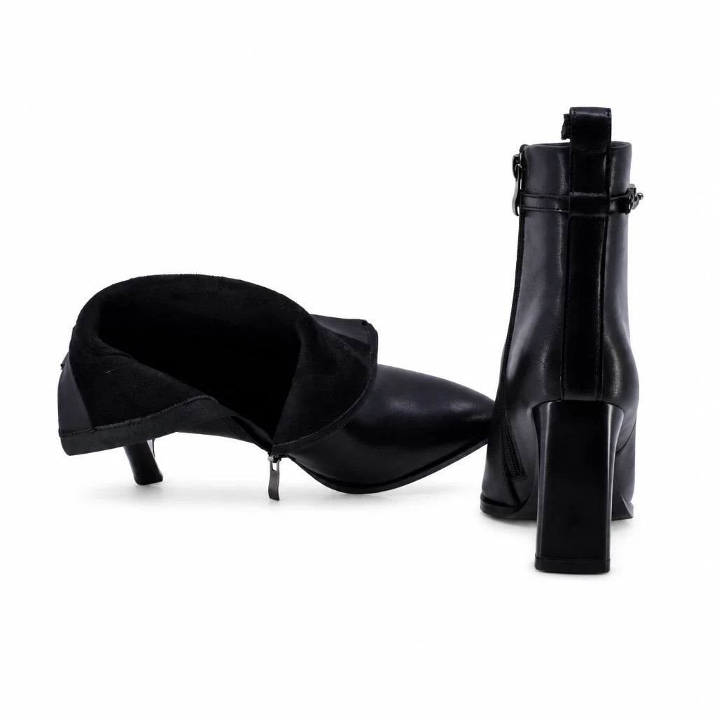 Botine dama elegante Anna Viotti piele naturala D106-HW060-L671R negre
