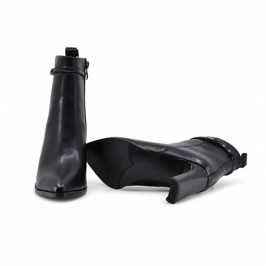 Botine dama elegante Anna Viotti piele naturala D106-HW060-L671R negre