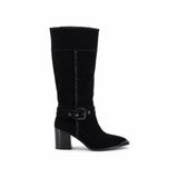 Cizme dama casual Anna Viotti piele intoarsa D106-K0B417-RZ5860P-H negre
