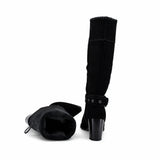 Cizme dama casual Anna Viotti piele intoarsa D106-K0B417-RZ5860P-H negre