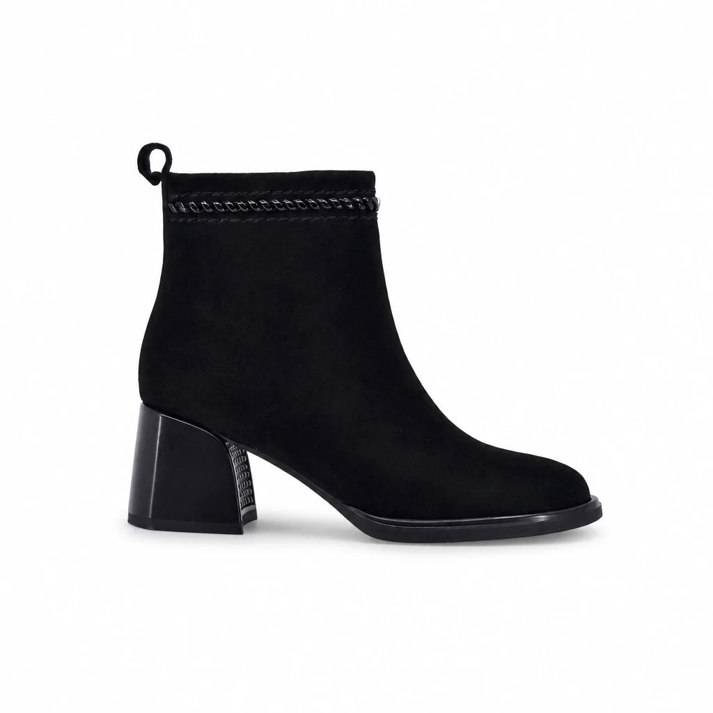Botine dama elegante Anna Viotti piele intoarsa D106-M1593-Q1370-2 negre