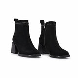 Botine dama elegante Anna Viotti piele intoarsa D106-M1593-Q1370-2 negre