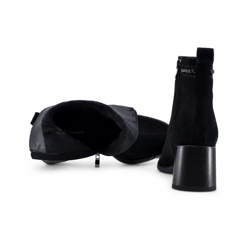 Botine dama elegante Anna Viotti piele intoarsa D106-M1593-Q1370-2 negre