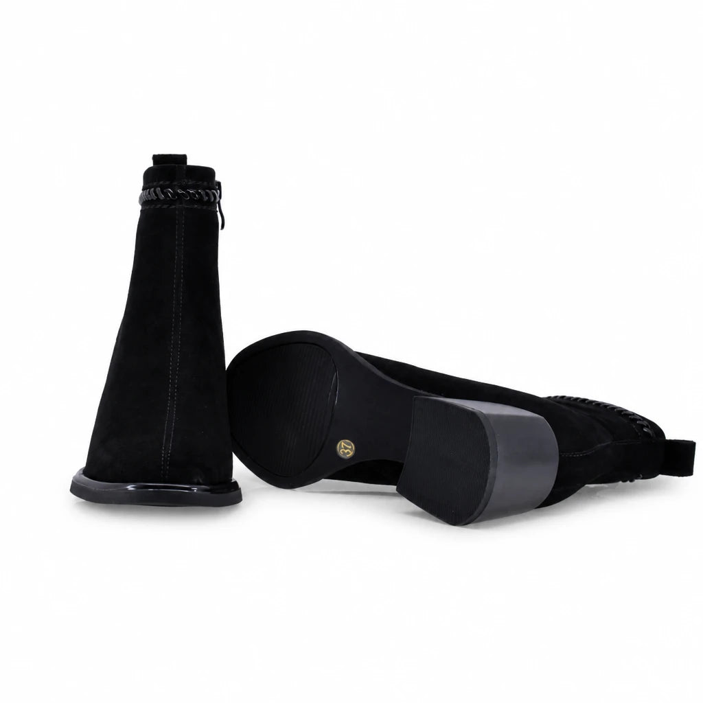 Botine dama elegante Anna Viotti piele intoarsa D106-M1593-Q1370-2 negre