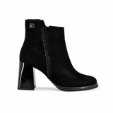 Botine dama elegante Anna Viotti piele intoarsa D106-Y081-L222 negre