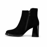 Botine dama elegante Anna Viotti piele intoarsa D106-Y081-L222 negre