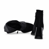 Botine dama elegante Anna Viotti piele intoarsa D106-Y081-L222 negre