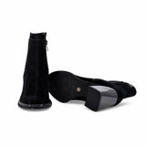 Botine dama elegante Anna Viotti piele intoarsa D106-Y081-L222 negre