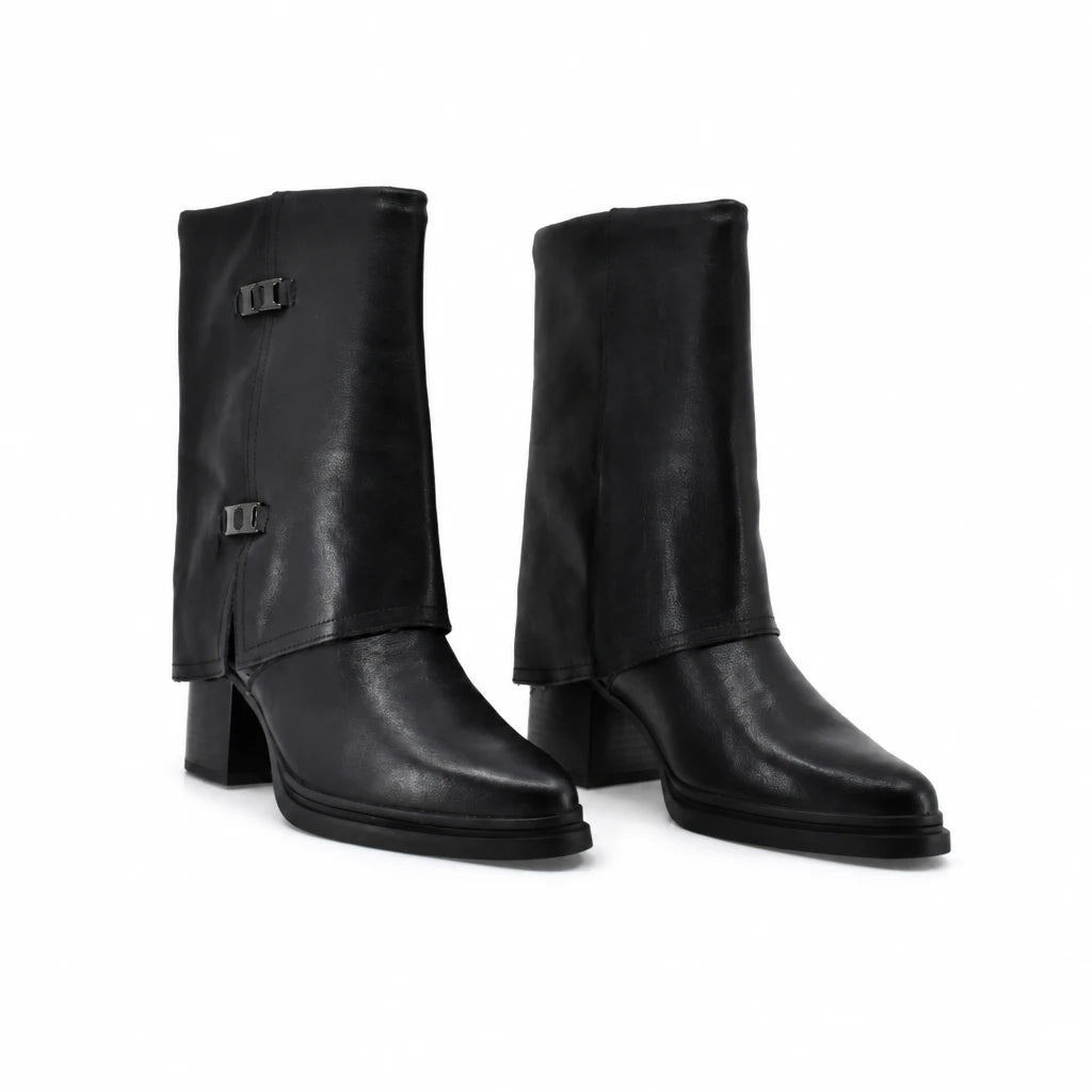 Cizme dama casual Anna Viotti piele naturala D115-80935-06T negre