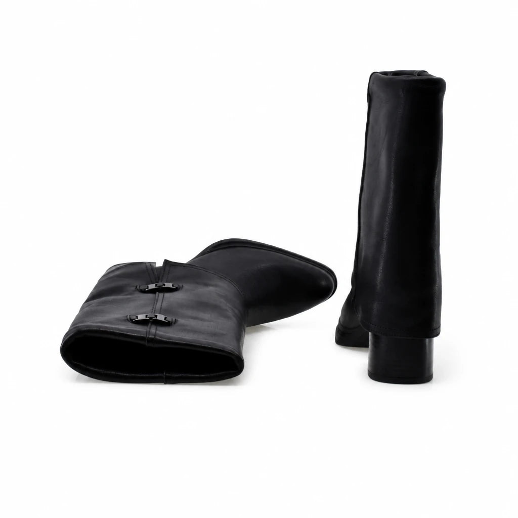 Cizme dama casual Anna Viotti piele naturala D115-80935-06T negre