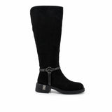 Cizme dama casual Anna Viotti piele intoarsa D125-5J205-R05 negre