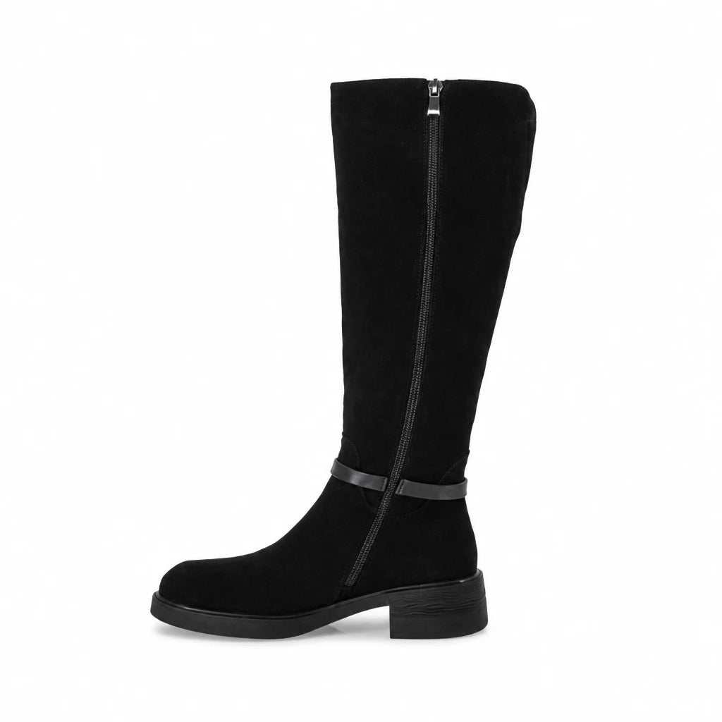Cizme dama casual Anna Viotti piele intoarsa D125-5J205-R05 negre
