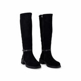 Cizme dama casual Anna Viotti piele intoarsa D125-5J205-R05 negre