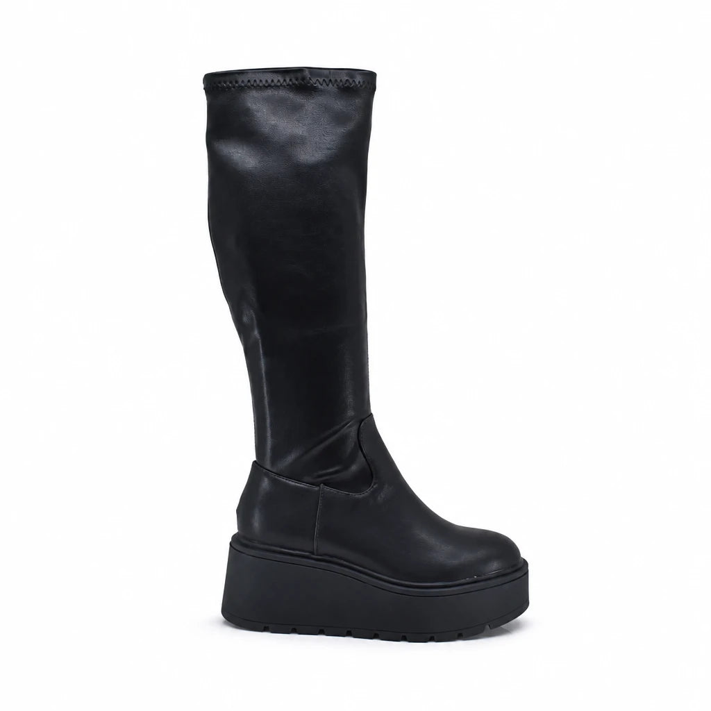 Cizme dama casual Anna Viotti piele naturala D113-160304 negre
