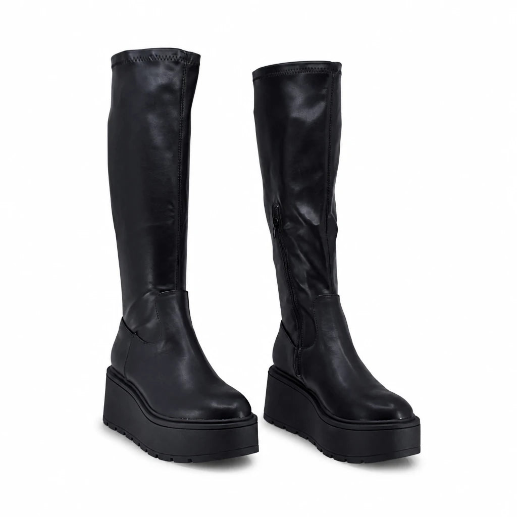 Cizme dama casual Anna Viotti piele naturala D113-160304 negre