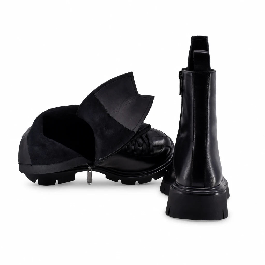 Ghete dama casual Sole piele naturala D122-P115-328 negre
