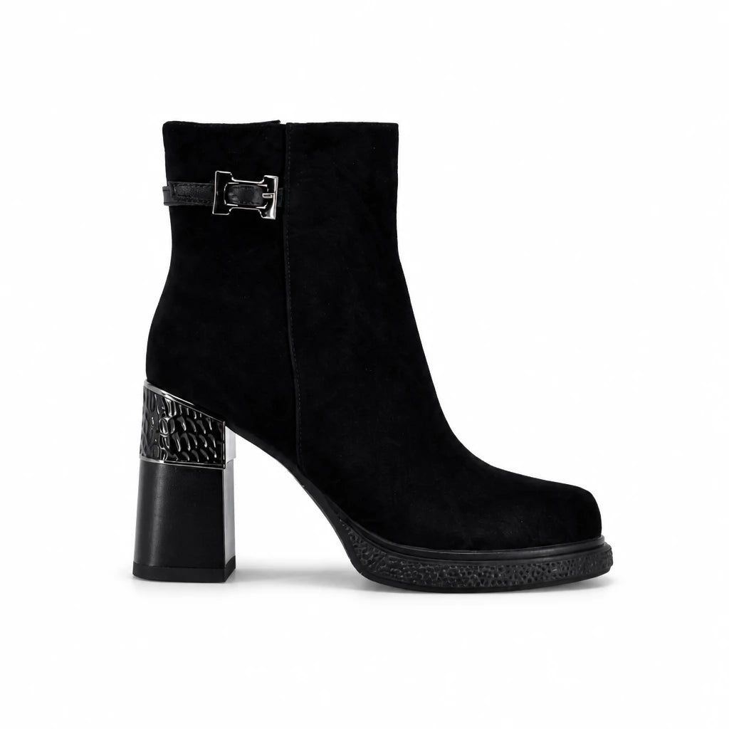 Botine dama elegante Anna Viotti piele naturala D122-ZPW351-N4783-2 negre