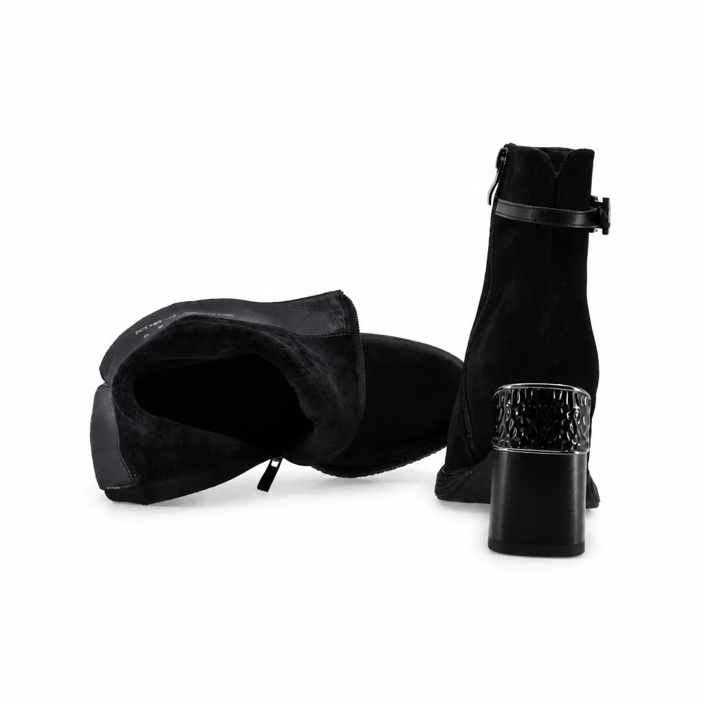 Botine dama elegante Anna Viotti piele naturala D122-ZPW351-N4783-2 negre