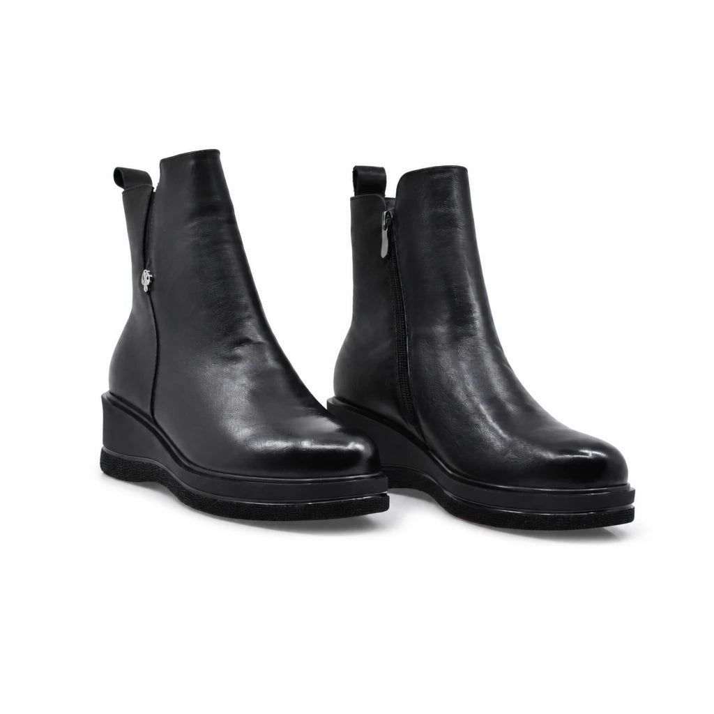Ghete dama casual Anna Viotti piele naturala D124-BQ072 negre